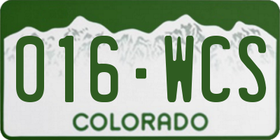 CO license plate 016WCS