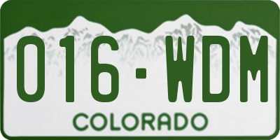 CO license plate 016WDM