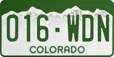 CO license plate 016WDN