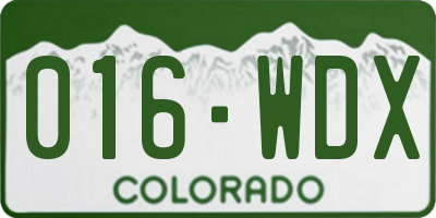 CO license plate 016WDX