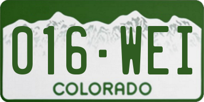 CO license plate 016WEI