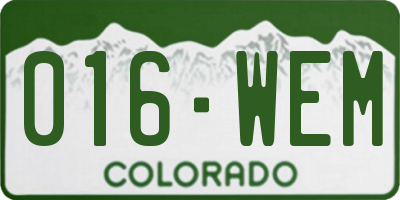 CO license plate 016WEM
