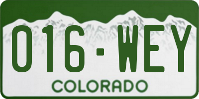 CO license plate 016WEY