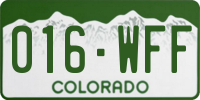 CO license plate 016WFF