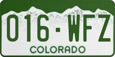 CO license plate 016WFZ
