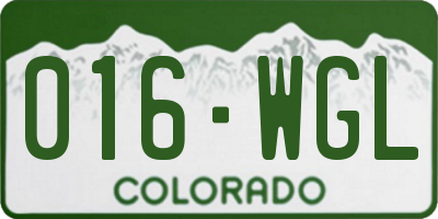 CO license plate 016WGL