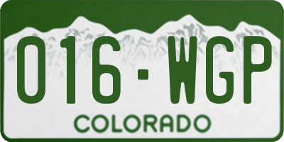 CO license plate 016WGP