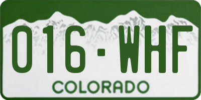CO license plate 016WHF