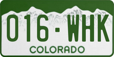 CO license plate 016WHK