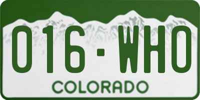 CO license plate 016WHO
