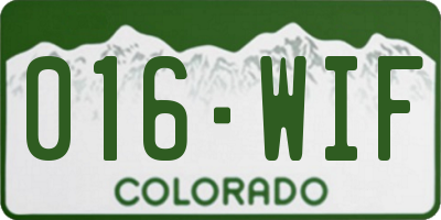 CO license plate 016WIF