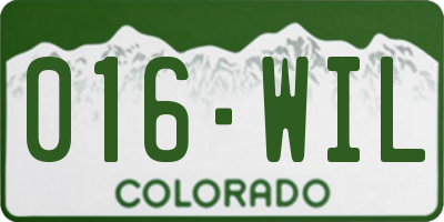 CO license plate 016WIL