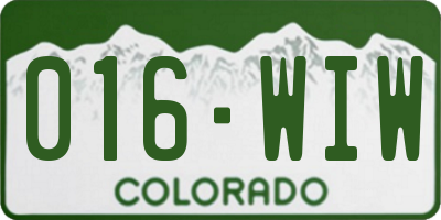 CO license plate 016WIW