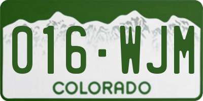 CO license plate 016WJM
