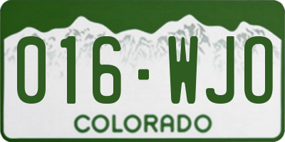 CO license plate 016WJO