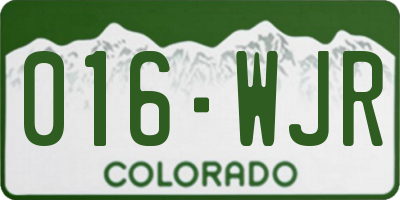CO license plate 016WJR