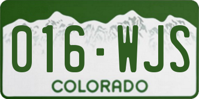 CO license plate 016WJS