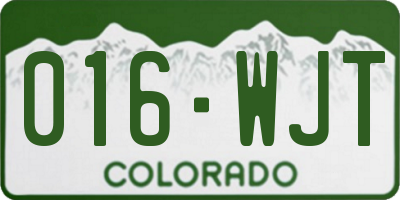 CO license plate 016WJT