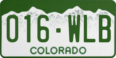 CO license plate 016WLB