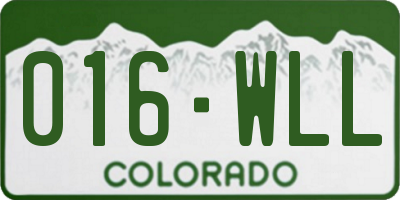 CO license plate 016WLL
