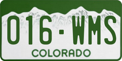 CO license plate 016WMS