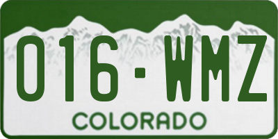 CO license plate 016WMZ