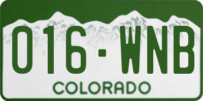 CO license plate 016WNB