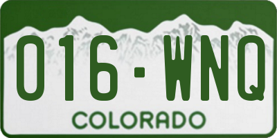 CO license plate 016WNQ