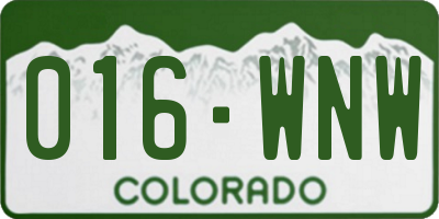 CO license plate 016WNW