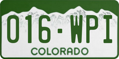 CO license plate 016WPI