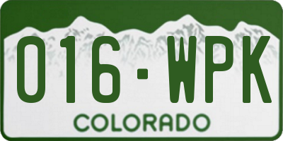 CO license plate 016WPK