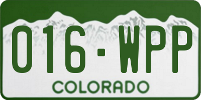 CO license plate 016WPP
