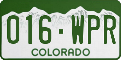 CO license plate 016WPR