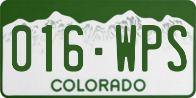 CO license plate 016WPS