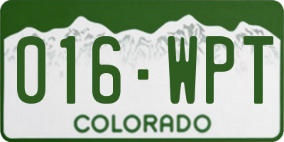 CO license plate 016WPT