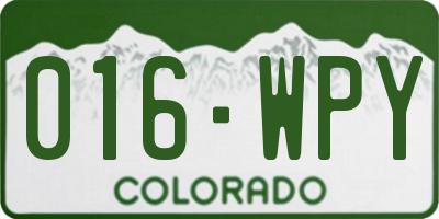 CO license plate 016WPY
