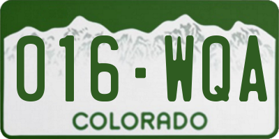 CO license plate 016WQA