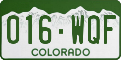 CO license plate 016WQF