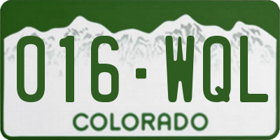 CO license plate 016WQL