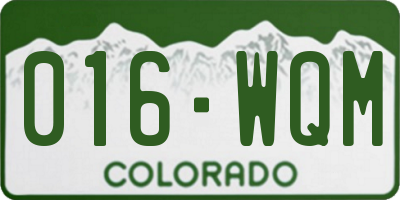CO license plate 016WQM