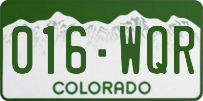CO license plate 016WQR