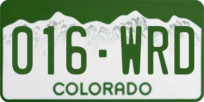 CO license plate 016WRD