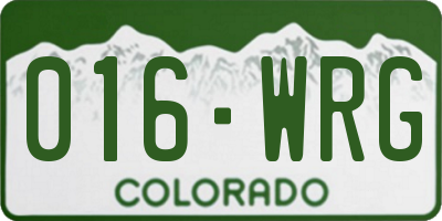 CO license plate 016WRG