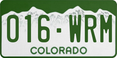 CO license plate 016WRM
