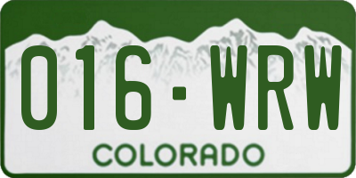 CO license plate 016WRW