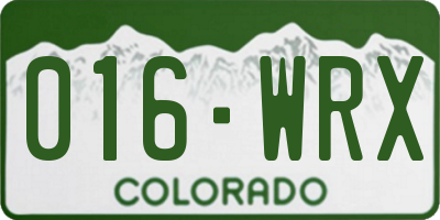 CO license plate 016WRX