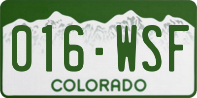 CO license plate 016WSF