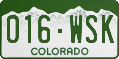 CO license plate 016WSK