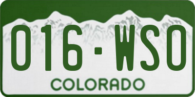 CO license plate 016WSO