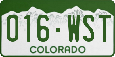 CO license plate 016WST